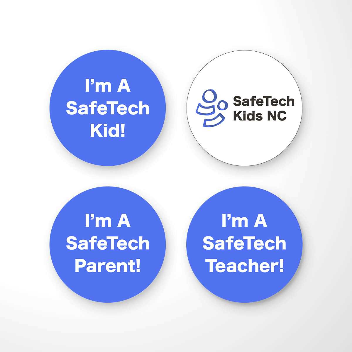 ‘I’m a SafeTech Kid, Parent, or Teacher’ campaign mocked up on stickers